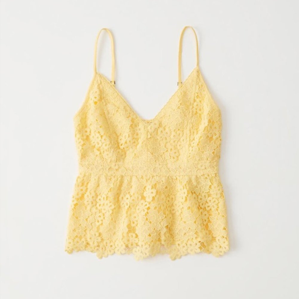 Abercrombie & Fitch Yellow Lace Peplum Camisole NWT